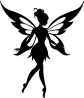 A silhouette of a fairy with wings vector