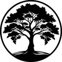 A black silhouette of a circle tree vector