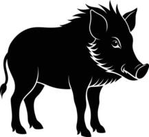 Black and white illustration of a wild boar vector