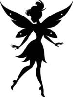 A silhouette of a fairy with wings vector