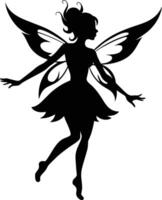 A silhouette of a fairy with wings vector