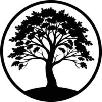 A black silhouette of a circle tree vector