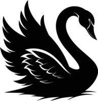 un negro silueta de un cisne vector