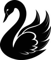 A black silhouette of a swan vector