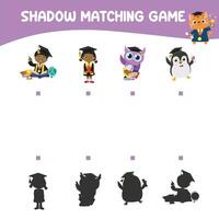 Printable worksheet for children. Shadow matching worksheet for learning about shadow. Motoric activity for kid. vector