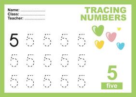 Tracing the Numbers. Tracing activity for children. Learning about number. vector