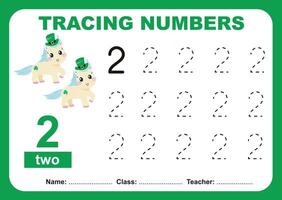 Tracing the Numbers. Tracing activity for children. Learning about number. vector