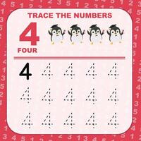 Tracing the Numbers. Tracing activity for children. Learning about number. vector