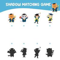 Printable worksheet for children. Shadow matching worksheet for learning about shadow. Motoric activity for kid. vector