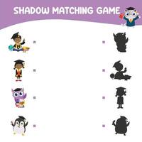 Printable worksheet for children. Shadow matching worksheet for learning about shadow. Motoric activity for kid. vector