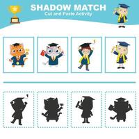 Printable worksheet for children. Shadow matching worksheet for learning about shadow. Motoric activity for kid. vector