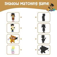 Printable worksheet for children. Shadow matching worksheet for learning about shadow. Motoric activity for kid. vector