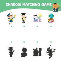 Shadow matching worksheet for children. Printable worksheet for kid. vector