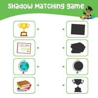 Printable worksheet for children. Shadow matching worksheet for learning about shadow. Motoric activity for kid. vector