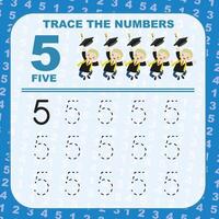 Tracing the Numbers. Tracing activity for children. Learning about number. vector