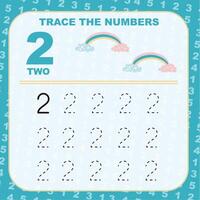 Tracing number worksheet. Learning about number, Tracing practice for children vector
