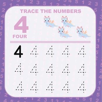 Tracing number worksheet. Learning about number, Tracing practice for children vector