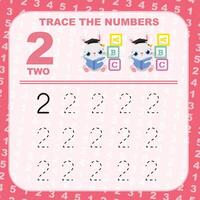 Tracing the Numbers. Tracing activity for children. Learning about number. vector