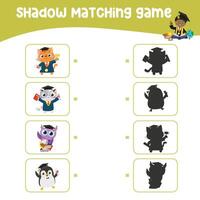 Printable worksheet for children. Shadow matching worksheet for learning about shadow. Motoric activity for kid. vector