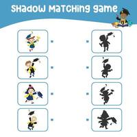 Printable worksheet for children. Shadow matching worksheet for learning about shadow. Motoric activity for kid. vector