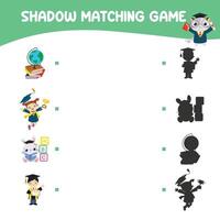 Printable worksheet for children. Shadow matching worksheet for learning about shadow. Motoric activity for kid. vector