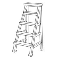 outline of a vertical step ladder icon. vector
