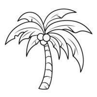 Exotic tropical palm tree outline icon in format for beach designs. vector