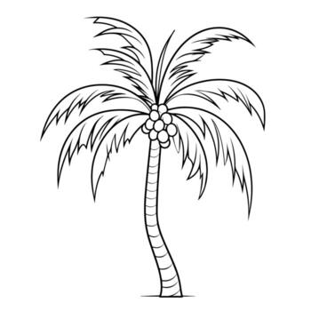 Exotic tropical palm tree outline icon in format for beach designs. vector