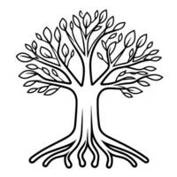 outline of intricate tree roots icon. vector