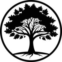 A black silhouette of a circle tree vector