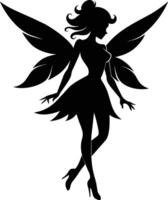 A silhouette of a fairy with wings vector