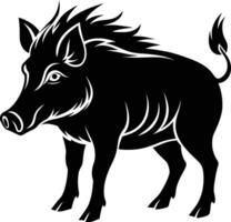 Black and white illustration of a wild boar vector