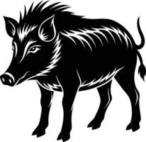 negro y blanco ilustración de un salvaje Jabali vector