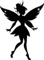 A silhouette of a fairy with wings vector