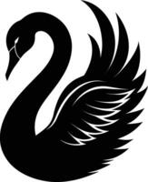 A black silhouette of a swan vector