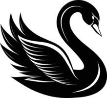 A black silhouette of a swan vector