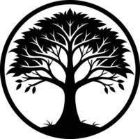 A black silhouette of a circle tree vector