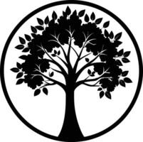 A black silhouette of a circle tree vector