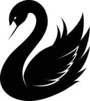 A black silhouette of a swan vector