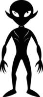 A black silhouette of a alien vector