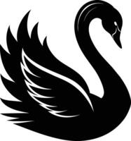 un negro silueta de un cisne vector