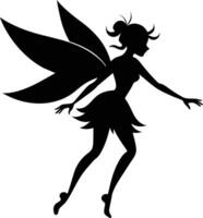 A silhouette of a fairy with wings vector