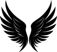 A black silhouette of a angel wings vector