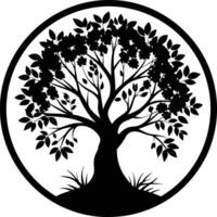 A black silhouette of a circle tree vector