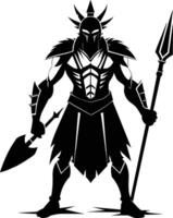 A black silhouette of a warrior vector