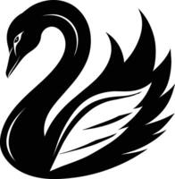 A black silhouette of a swan vector