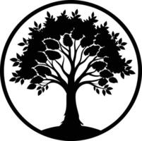 A black silhouette of a circle tree vector