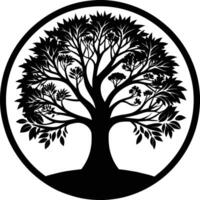 A black silhouette of a circle tree vector