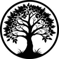 A black silhouette of a circle tree vector