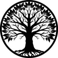 A black silhouette of a circle tree vector